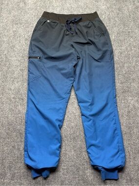 Figs ZAMORA Jogger Scrub Pants Womens Medium Tall Black Blue Ombre FREEx Lined